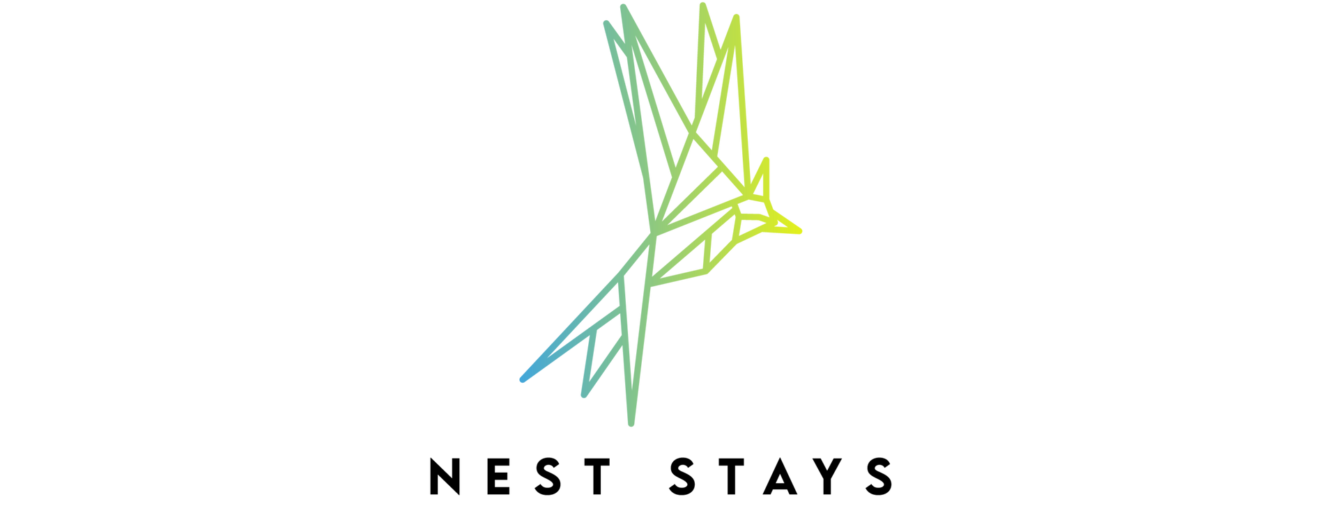 Nest Stays logo with a geometric bird in green and yellow above black text
