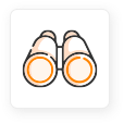 A pair of binoculars icon on a white background.