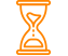 An orange hourglass icon on a white background.