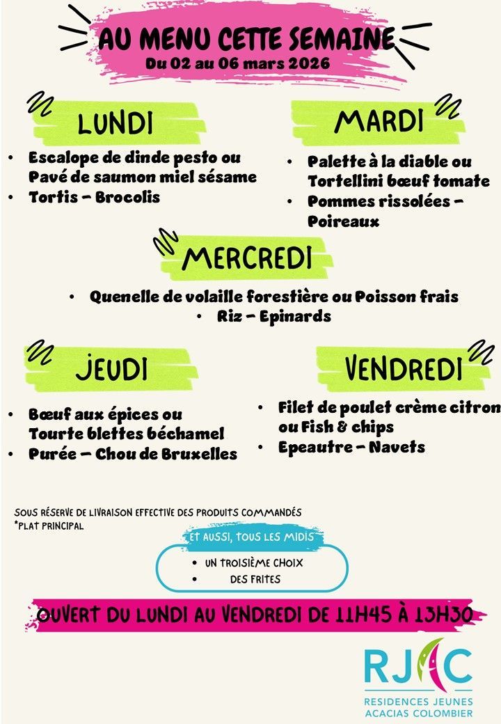 Menu de l'établissement Colombier