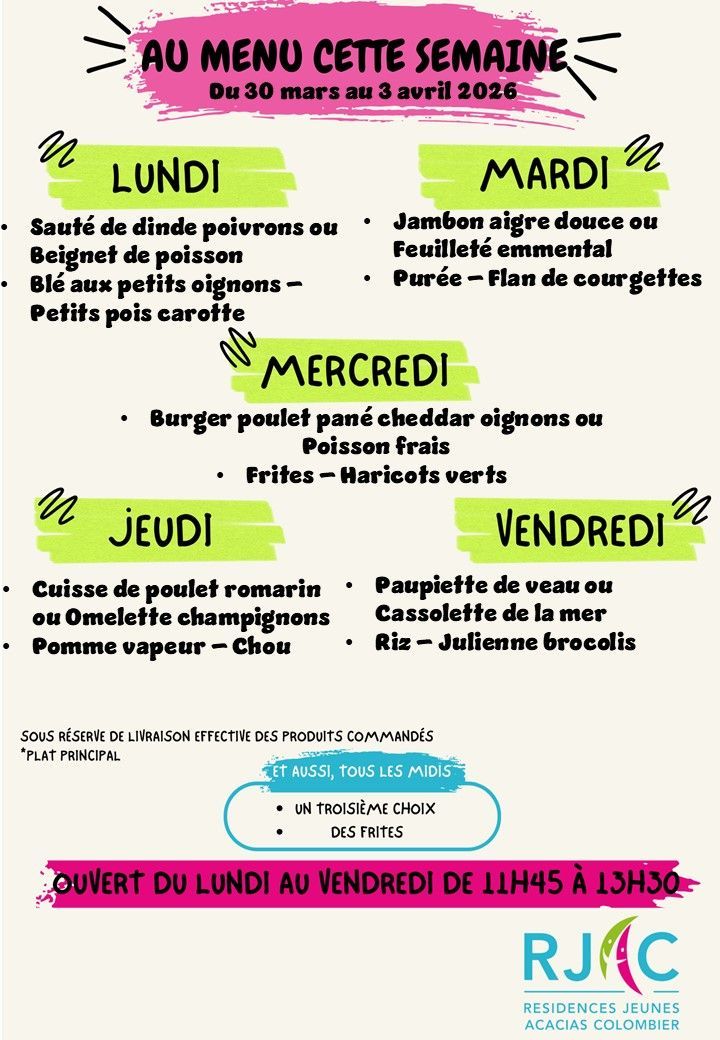 Menu de l'établissement Colombier