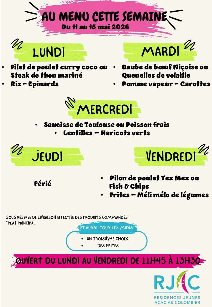 Menu de l'établissement Colombier