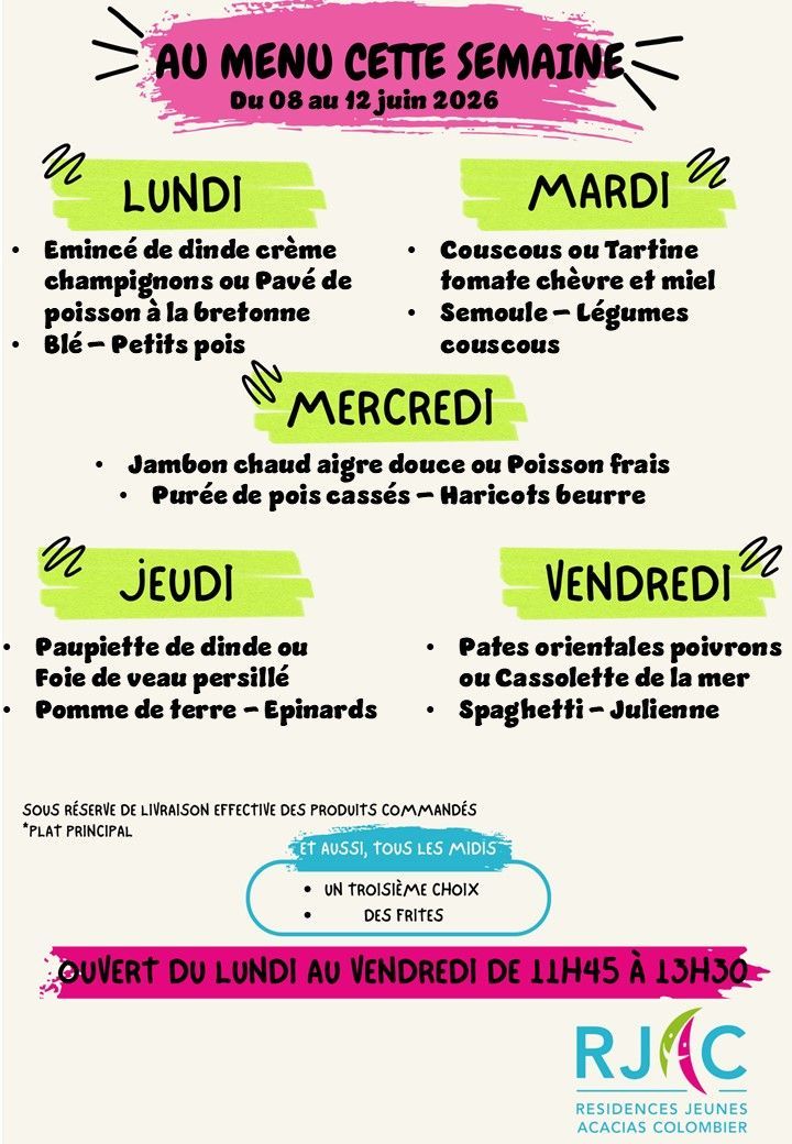 Menu de l'établissement Colombier
