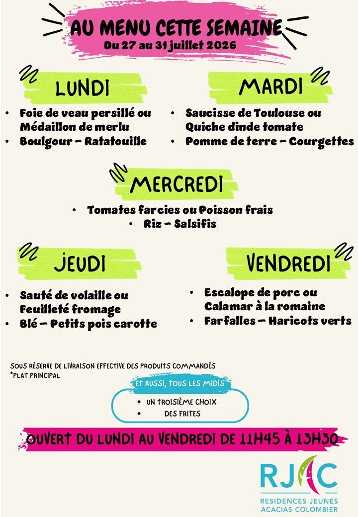 Menu de l'établissement Colombier