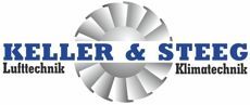 Keller & steeg lufttechnik klimatechnik logo with a fan in the middle.