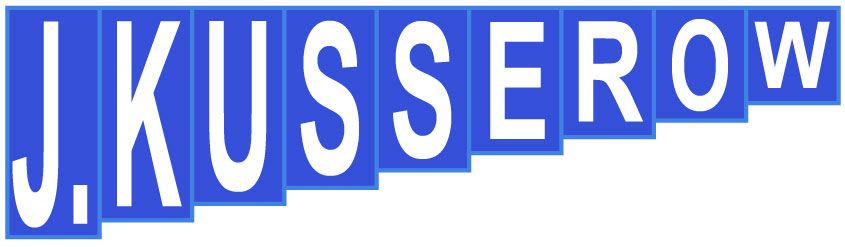 Ein blau-weißes Logo für J. Kusserow