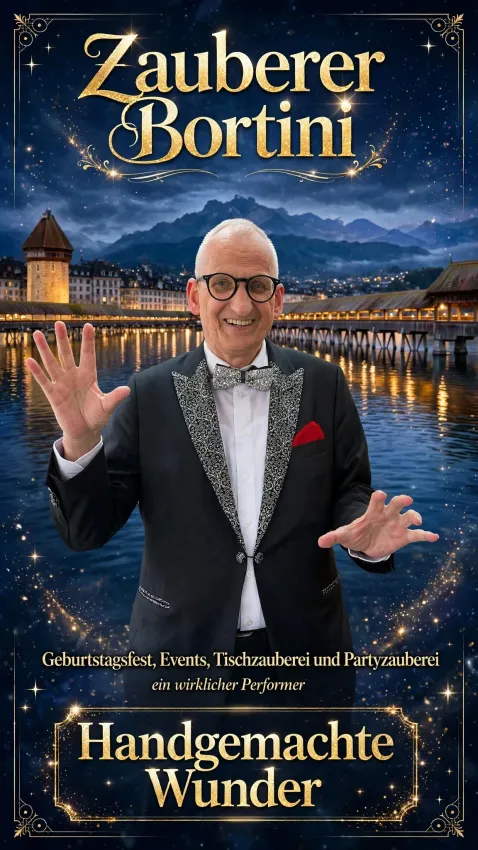 Zauberer Luzern Bortini schweizer Zauberer aus Kriens/bei Luzern Tischzauberer und Partyzauberer Showzauberer Geburtstag, Hochzeit, Events
mit Zaubershow Magie Kinderzauberer 