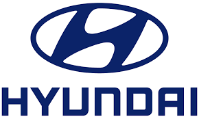 Un logotipo azul de Hyundai sobre un fondo blanco.