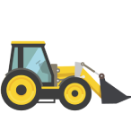 Tracteur jaune et noir avec chargeur frontal.