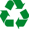 Symbole de recyclage vert avec trois flèches disposées en boucle triangulaire.