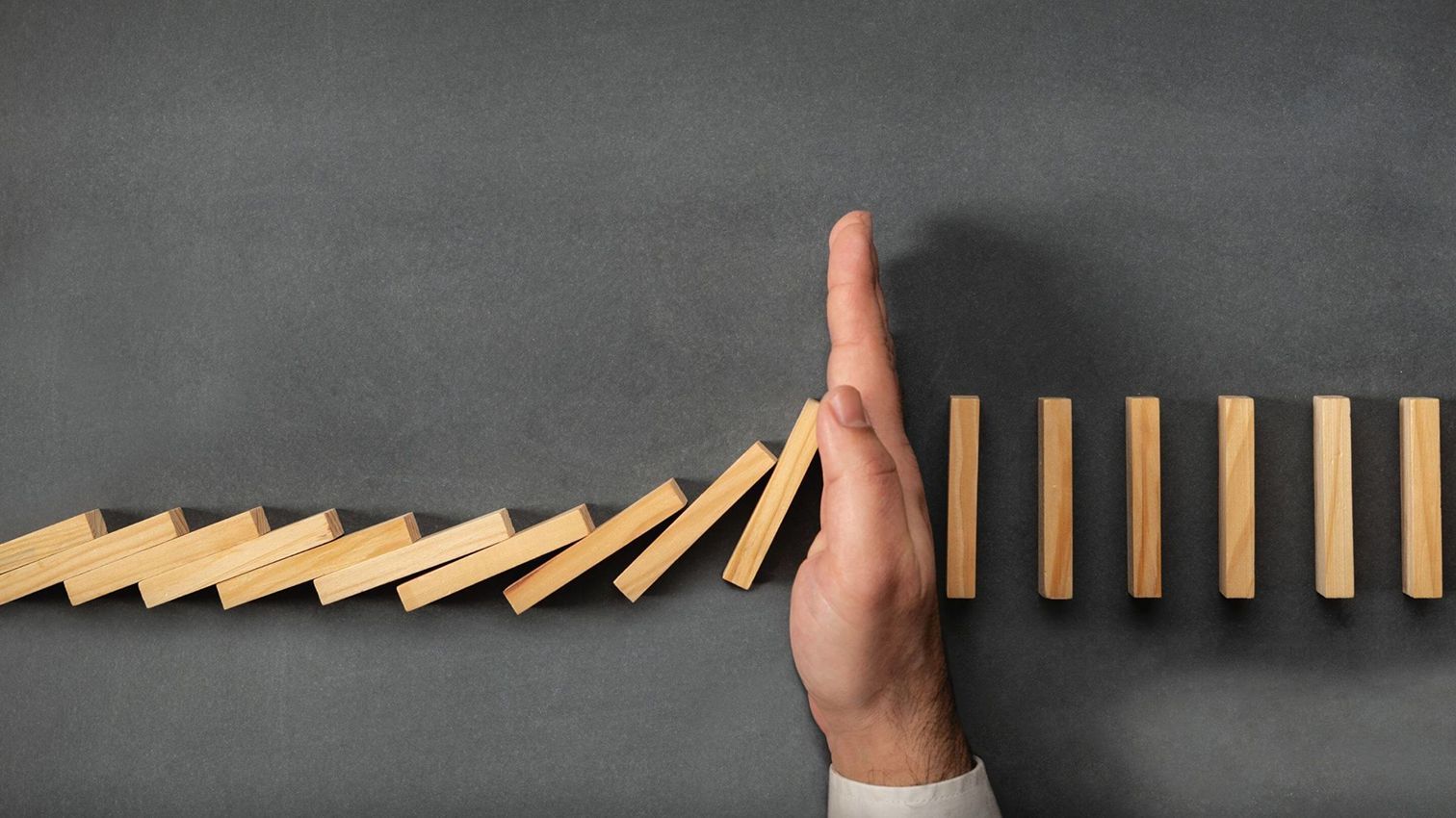 Main contre des morceaux de bois