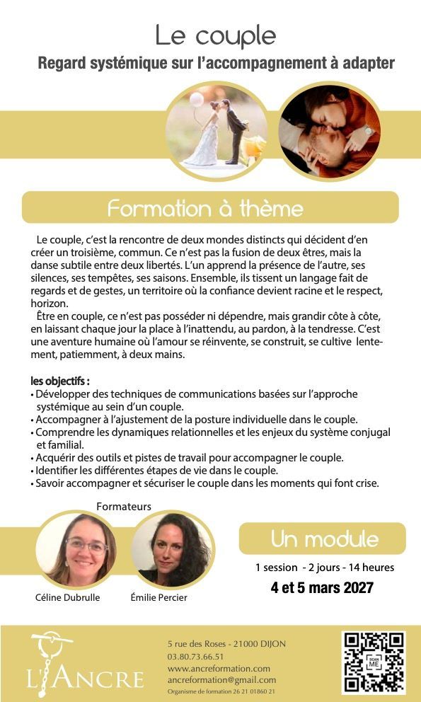 Plaquette sur une formation à propos du regard systémique au sein du couple