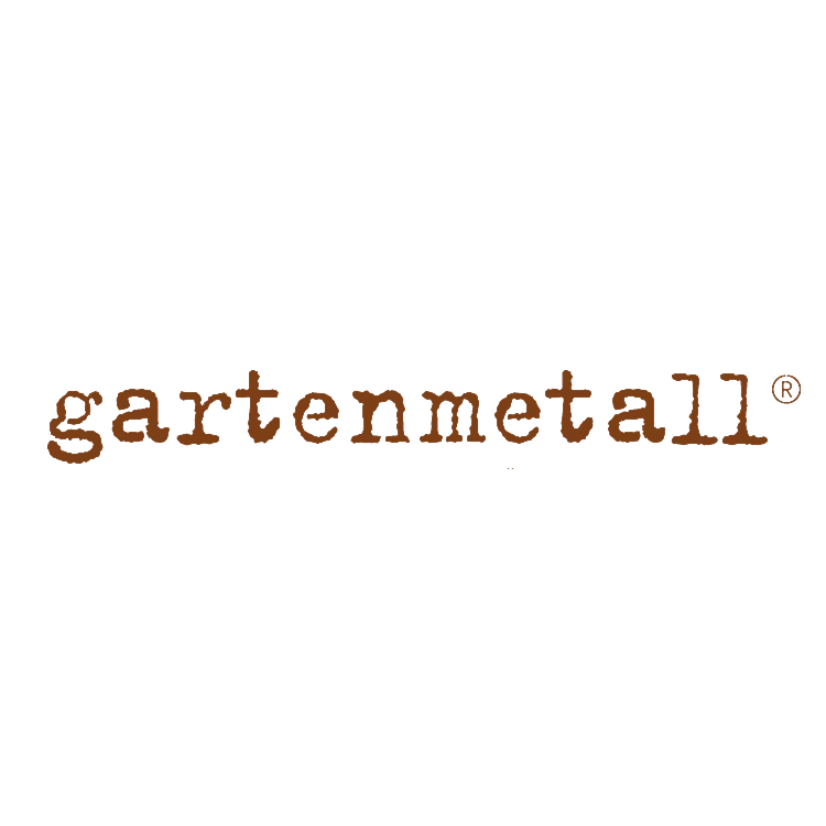Ein Logo für Gartenmetall auf weißem Hintergrund