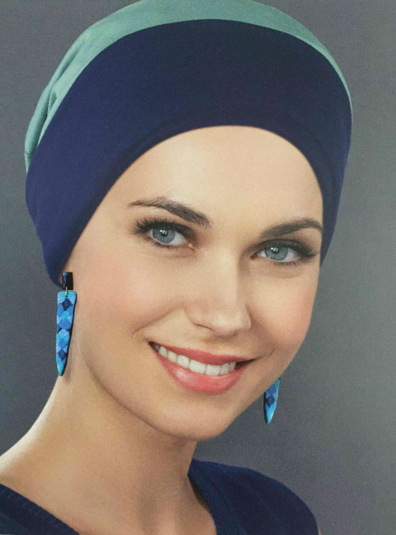 Turban bleu et turquoise