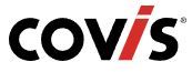 Ein schwarz-rotes Logo für ein Unternehmen namens Covis.