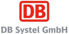 Das Logo der DB Systel GmbH ist rot und weiß auf weißem Grund.