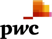 Das PWC-Logo weist ein buntes Schachbrettmuster auf.