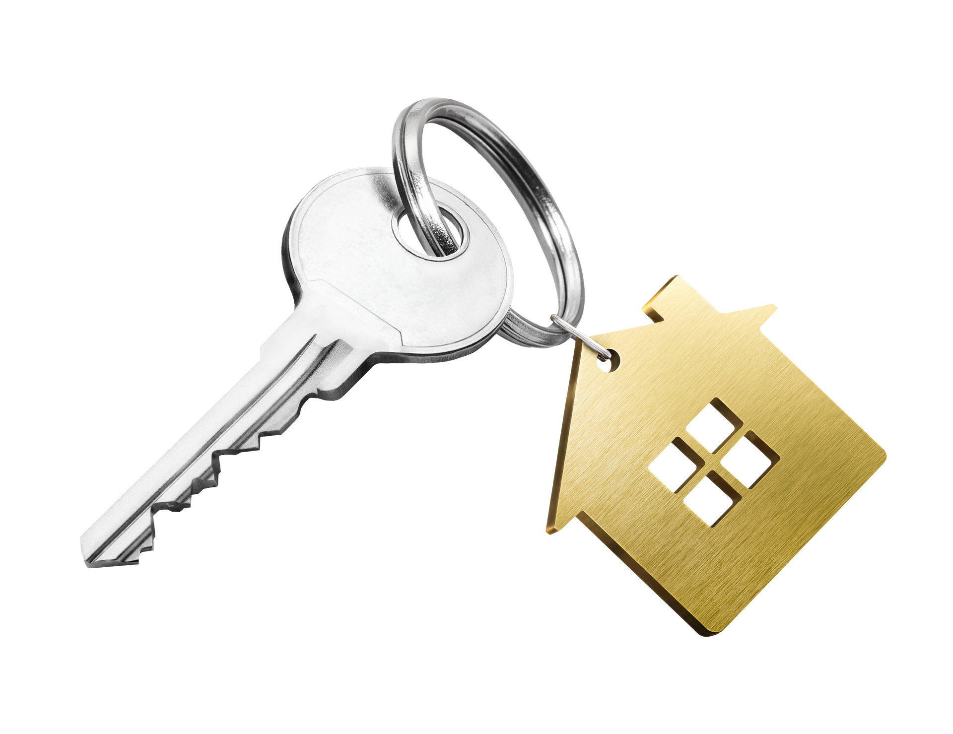 Un porte-clé en forme de maison avec une clé