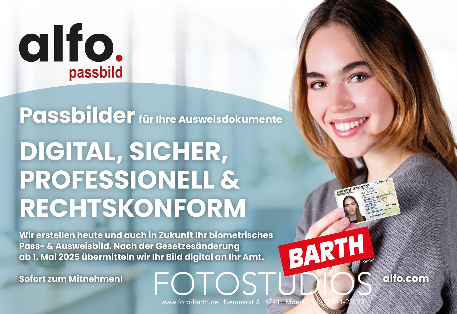 E-Pass, Elektronisches Passbild mit QR Code,  Fotogaf, Moers, Neukirchen-Vluyn, Foto Barth, Krefeld, Duisburg, Rheinberg 