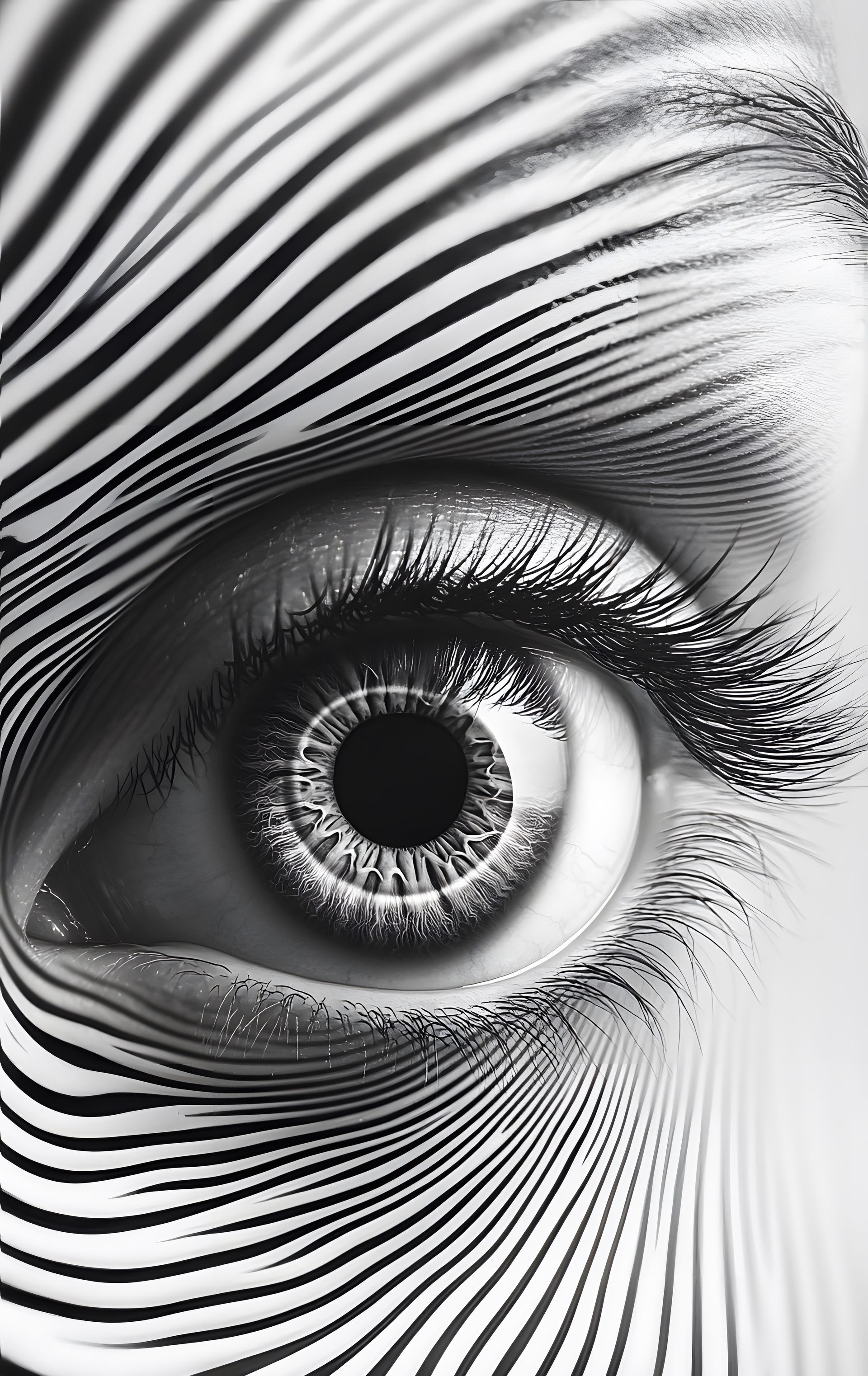 Un œil entouré de traces en couleur noire