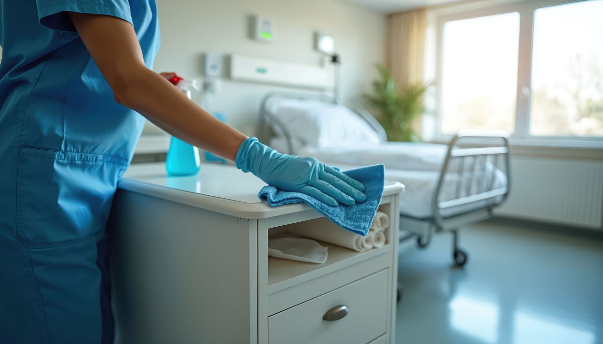 Nettoyage de chambre d'hôpital