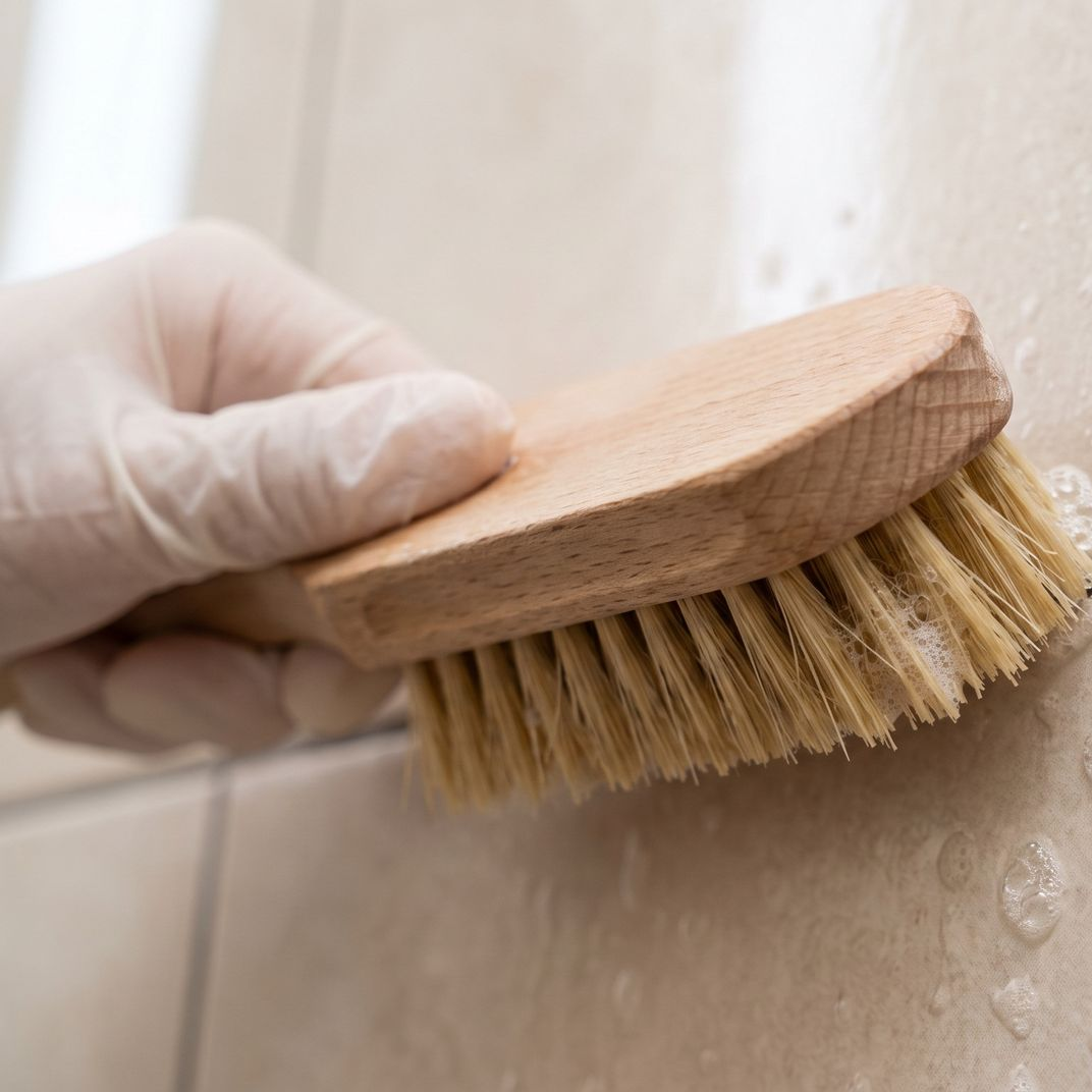 Brossage des joints dans une salle de bains