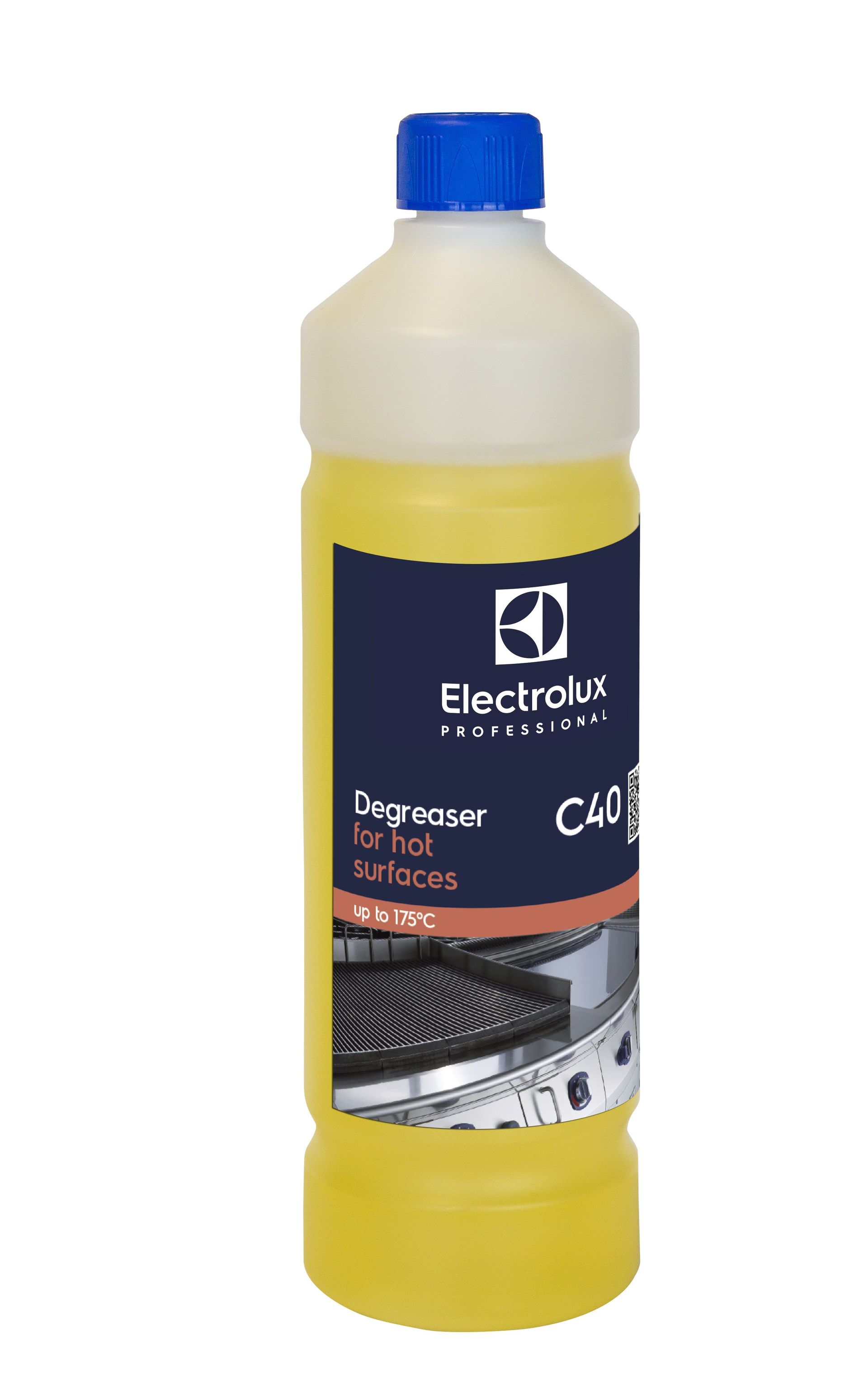 Keltainen Electrolube-pullo, jossa on sininen korkki ja musta etiketti