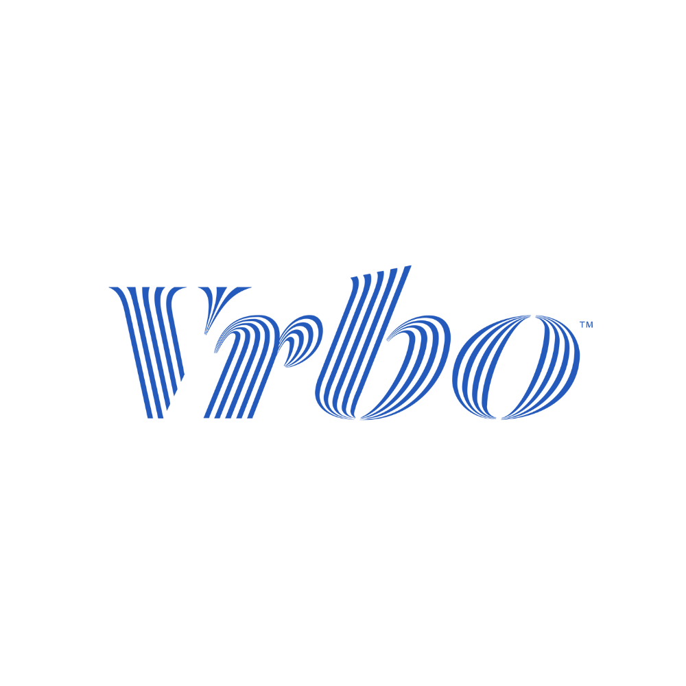 Vrbo logo in blue and white.