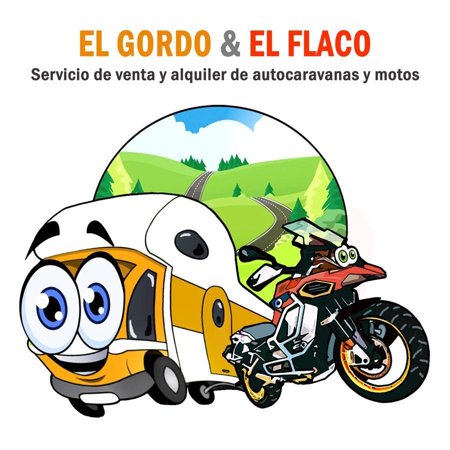 A logo for el gordo & el flaco shows a motorcycle and a trailer