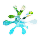 Illustration d'une éclaboussure avec une photo de piscine dedans