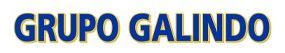 Logotipo: “GRUPO GALINDO” en letras azul oscuro con sombra amarillo claro.