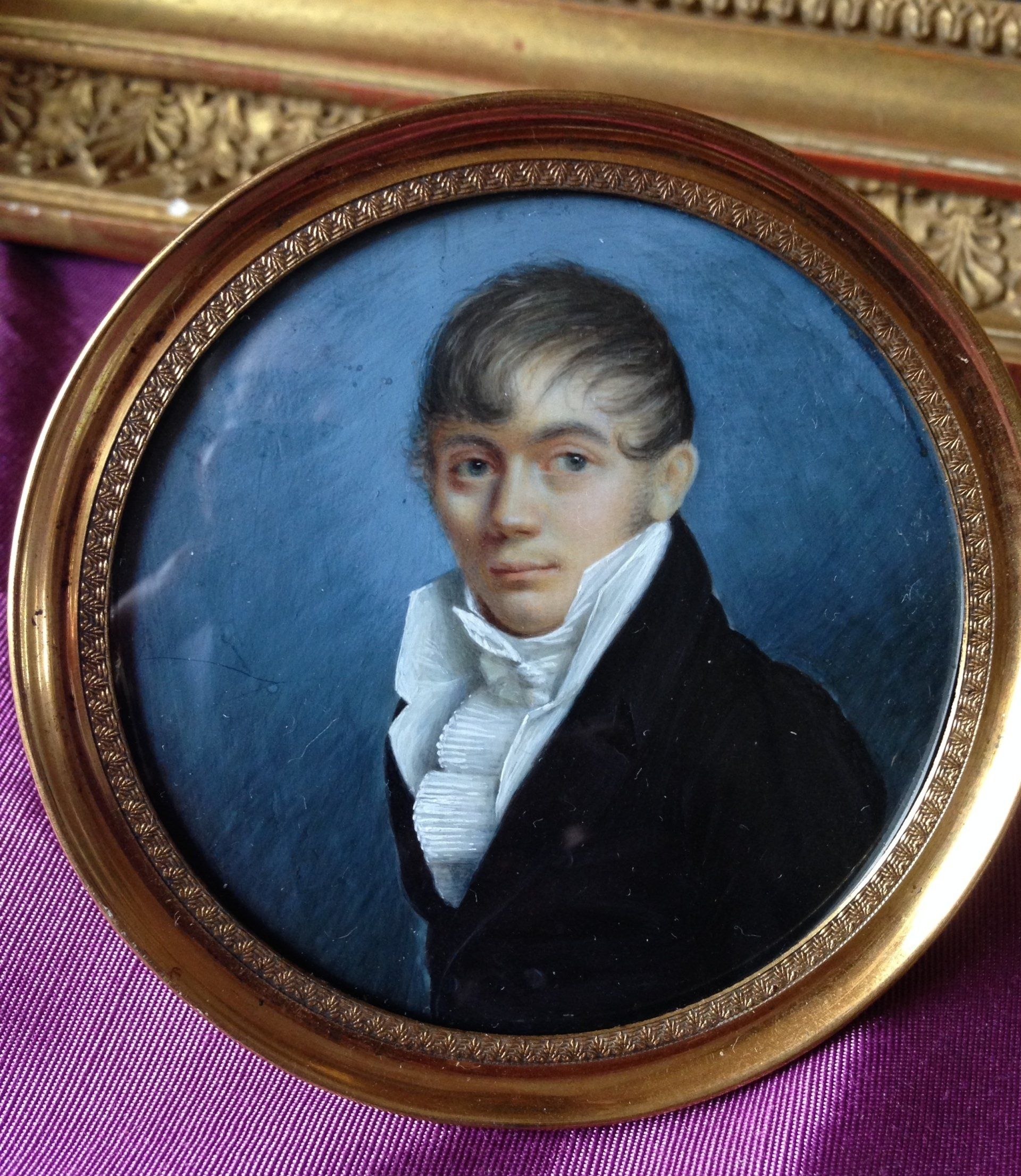 Miniature ancienne jeune homme