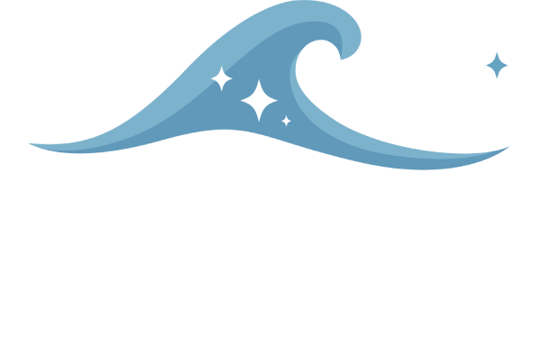 ProClean and Care-Logo mit Haus, Hand und Sternen in Hellgrau auf weißem Hintergrund
