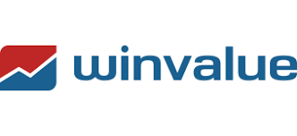 Winnovalue-Logo mit blau-rotem geometrischem Symbol und blauer Wortmarke