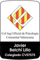 Carnet Oficial de Psicólogo: Javier Belchí Lillo, Colegio CV07575, logotipo del Colegio de Psicólogos Comunitarios de Valenci