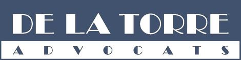 En blue and white logo for de la torre abogados