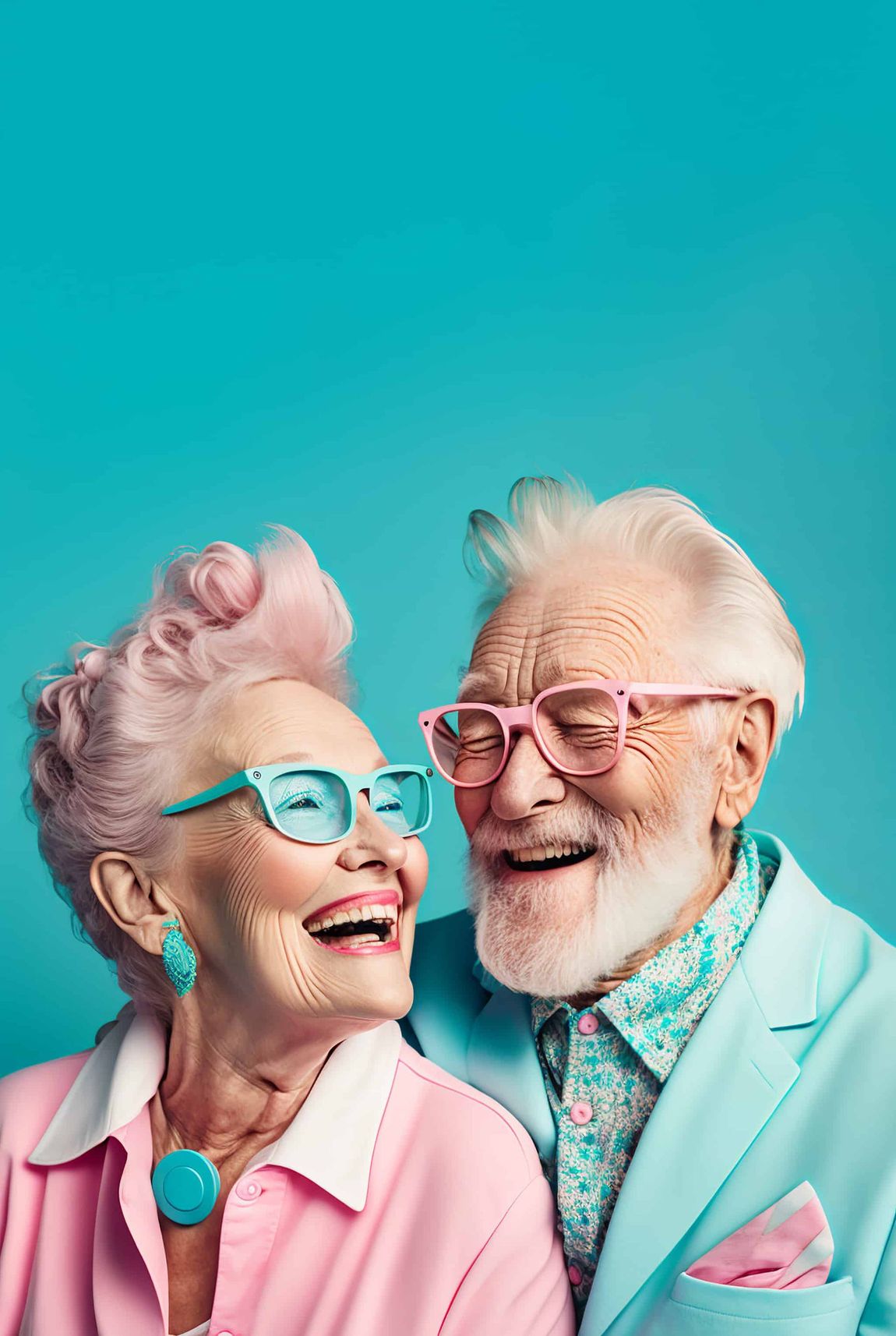 Couple âgé avec des vêtements colorés