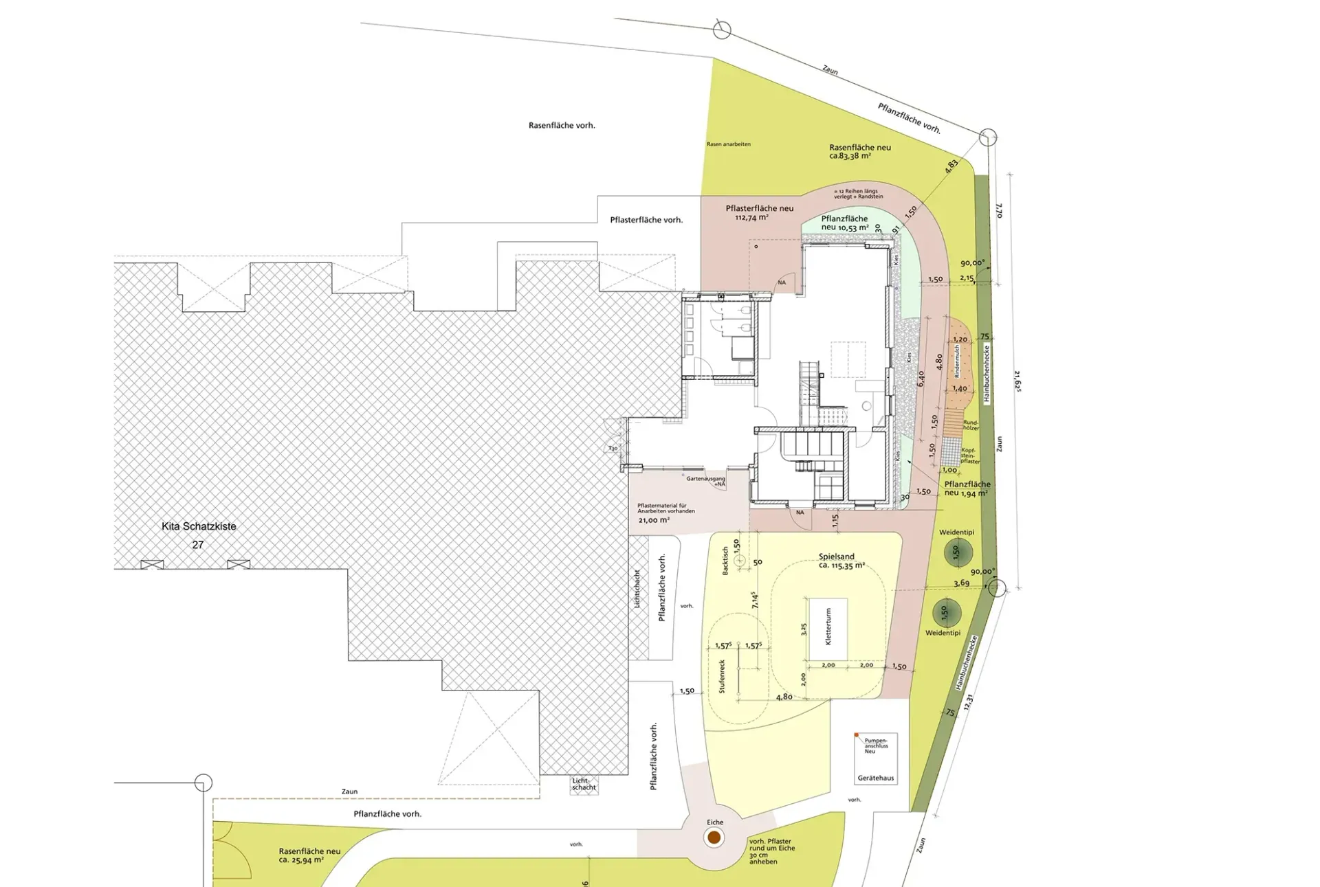 Ein Grundriss eines Gebäudes mit vielen Quadraten darauf
