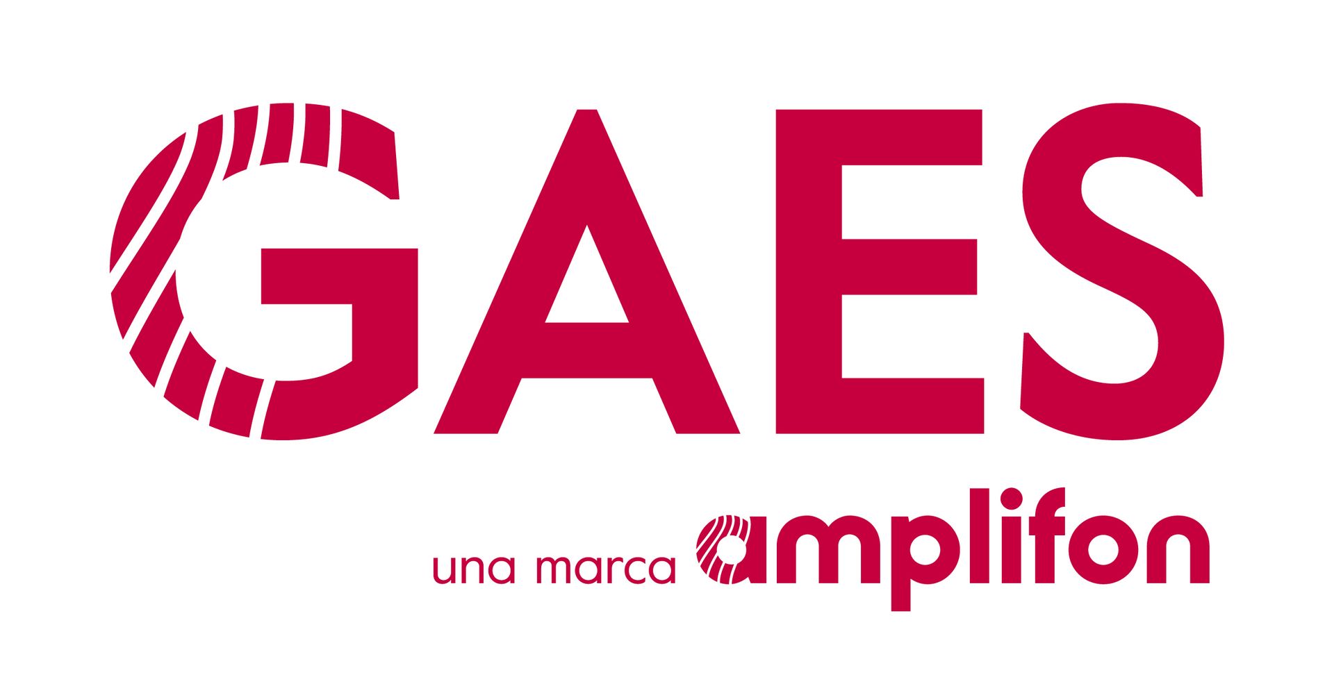 Logotipo de GAES Amplifon: texto rojo 