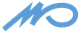 Ein blaues Mo-Logo auf weißem Hintergrund