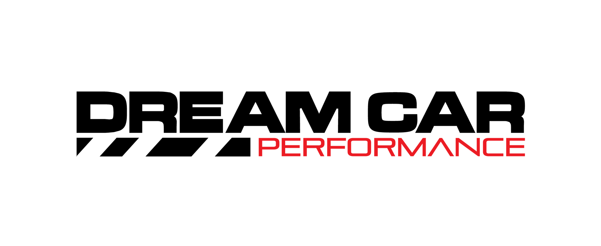 Logo Dream Car Performance en noir et rouge sur fond blanc