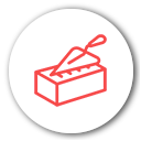 Un ladrillo con una paleta encima formando un círculo.