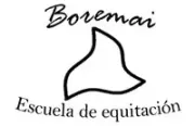 Un logotipo en blanco y negro para una escuela de equitación.