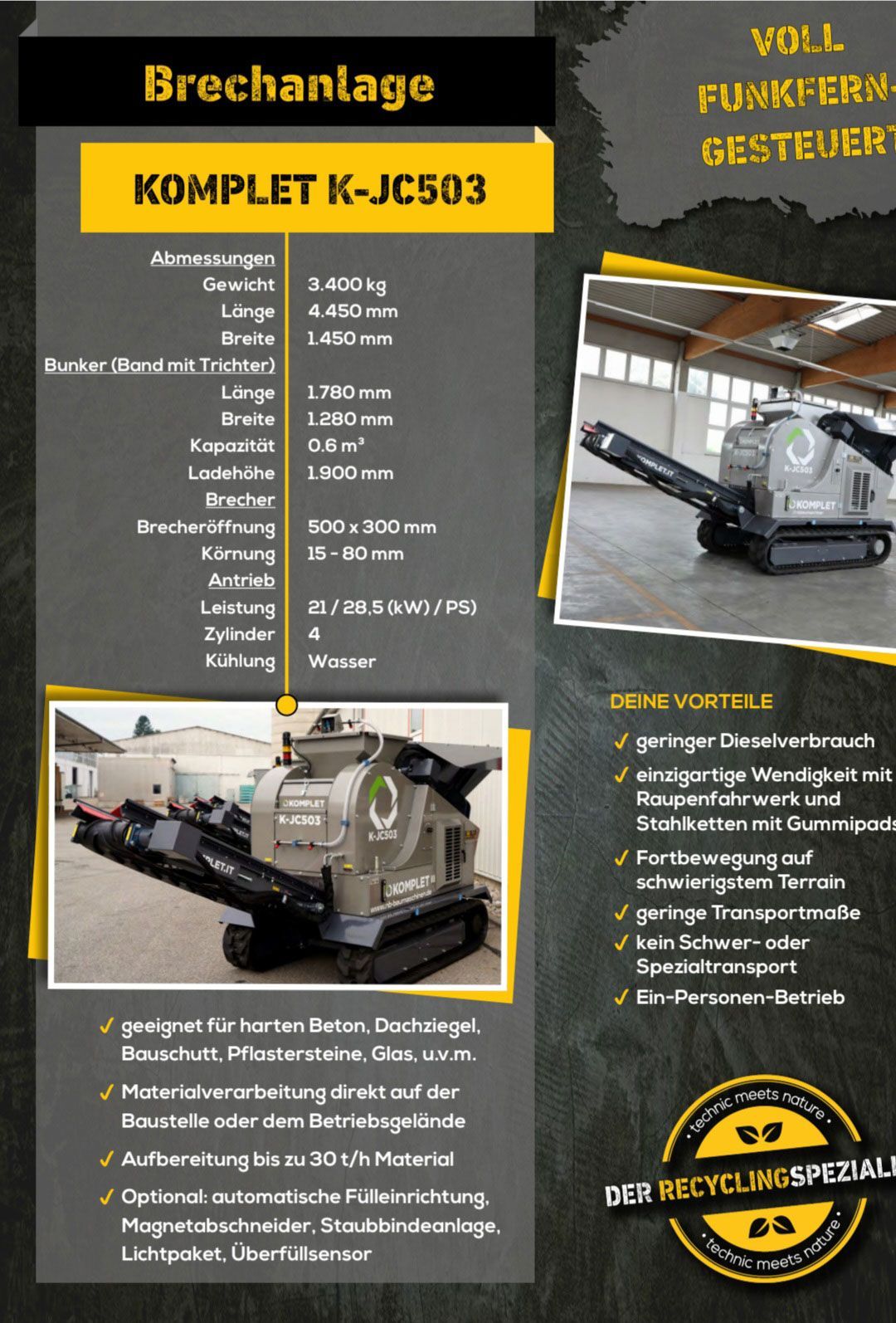 Bauschuttbrecher Komplet K-JC503  Datenblatt