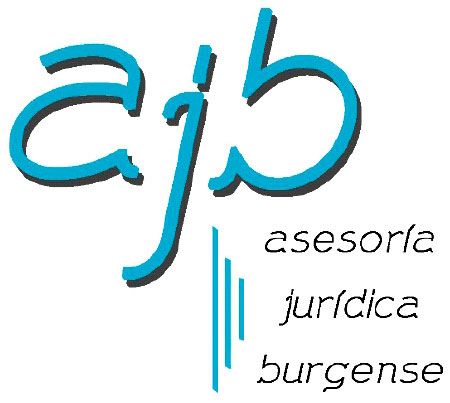 Teal "ajb" logo with "asesoría jurídica burgense" text and vertical lines.