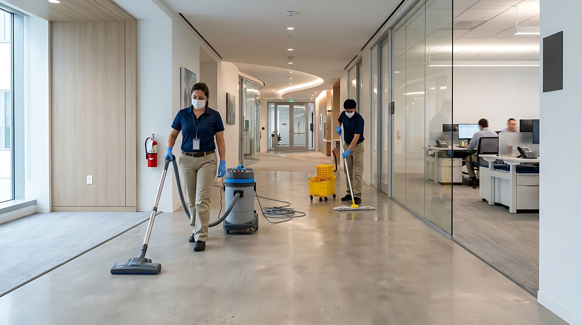 Une équipe de Nett Services dans les bureaux d'un partenaire