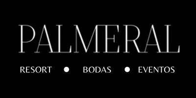 El logotipo del Palmeral Resort está sobre un fondo negro.