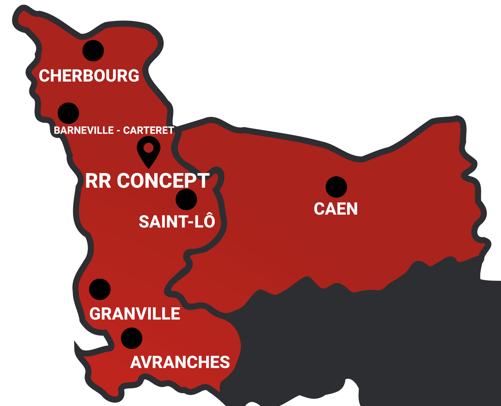 Carte stylisée de la Manche et du Calvados