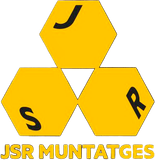 Un logotipo para jsr muntats ges en naranja y negro