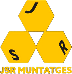Un logotipo para jsr muntats ges en naranja y negro